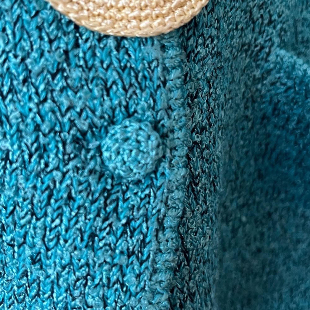 Unique Turquoise Button-Up Sweater - image 8